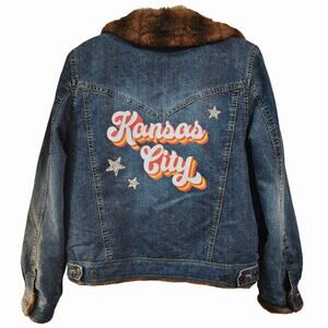 Vintage Marvin Richards Faux Fur Lined Jacket w/ Retro KC Chiefs Back Lettering